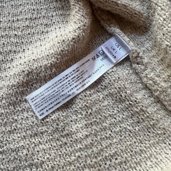 Free People Beach Size L Beige Oatmeal Ribbed Oversized Sweater Tunic Cover Up - Picture 3 of 9